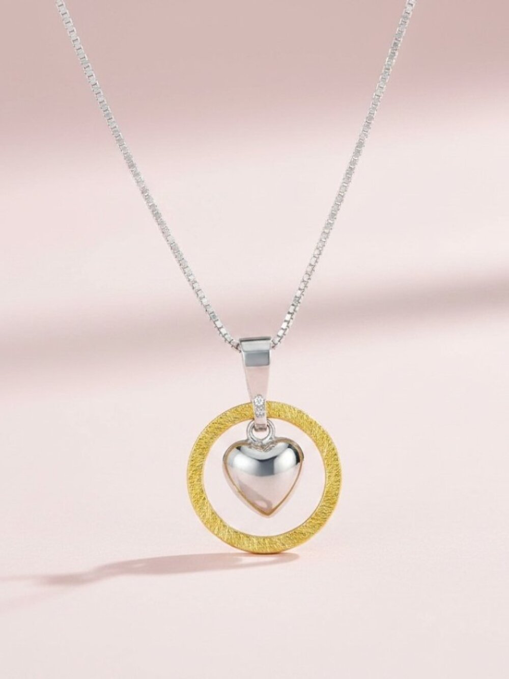 Gold and Silver Heart and Ring Necklace